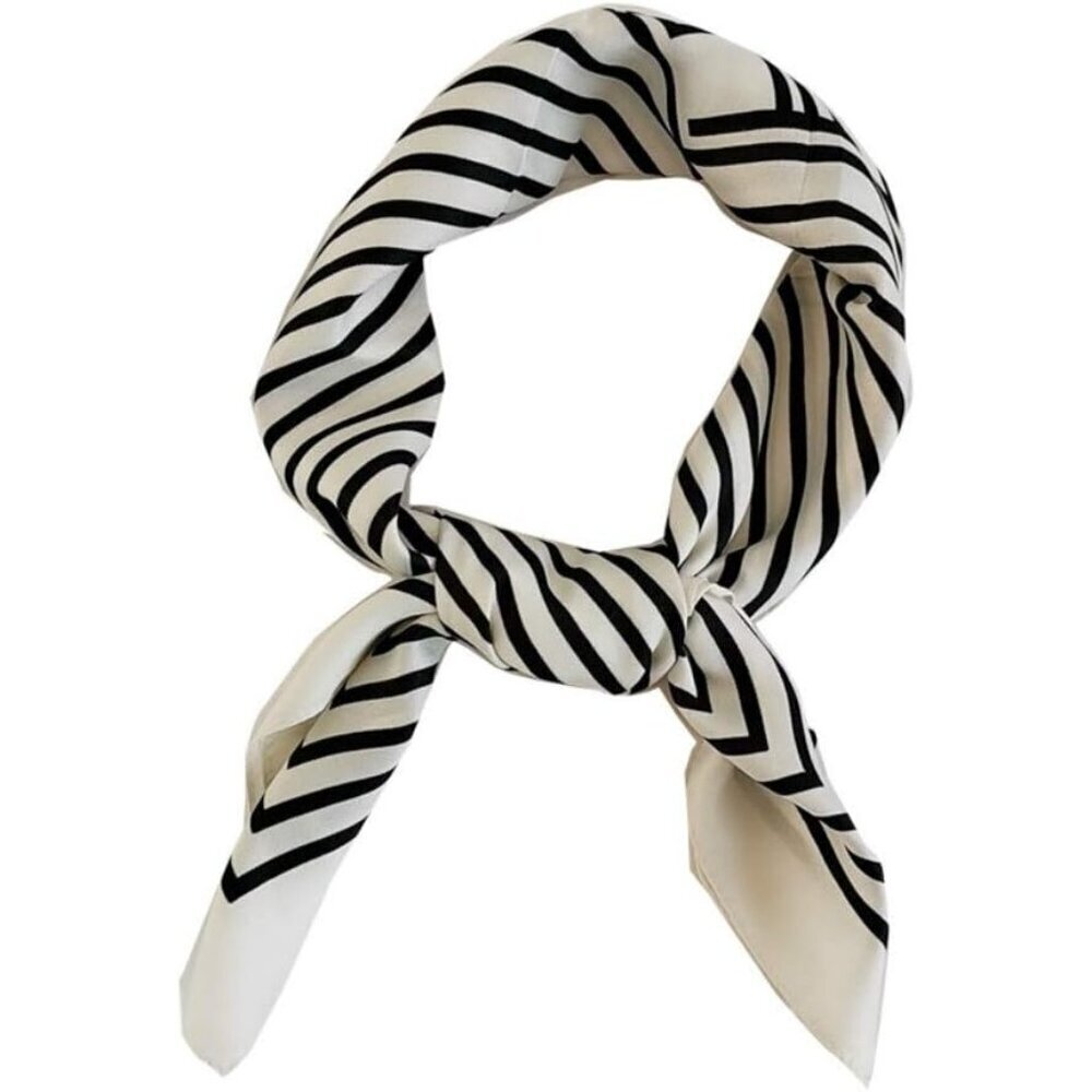 Silk Satin 08 Stripe Head Scarf Medium Square Hair Scarf for Women 28 Inches